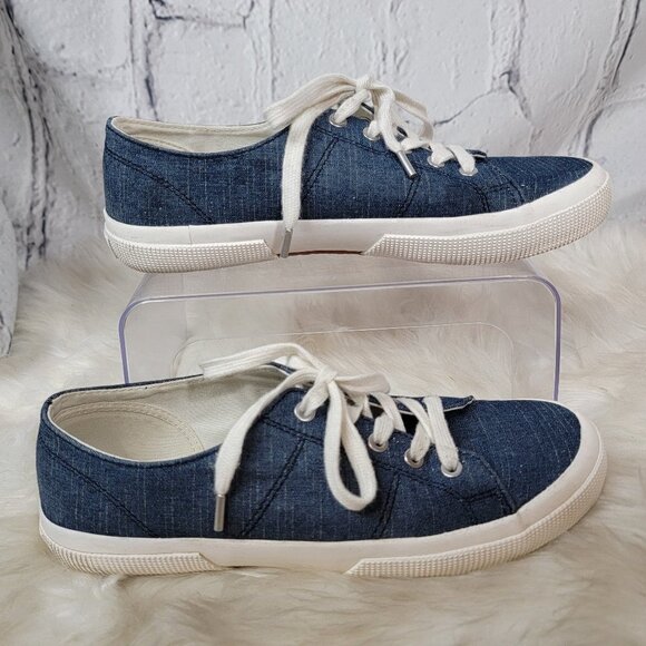 Lauren Ralph Lauren Shoes - Ralph Lauren Jolie Womens 10 Navy Blue Denim Lace Up Canvas Casual Shoes Sneaker